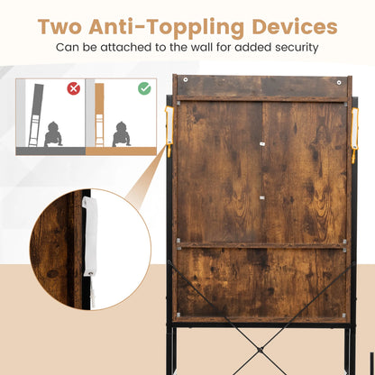 Gymax Over-The-Toilet Storage Cabinet Freestanding 4-Tier Bathroom Organizer Rack w/Adjustable Shelf Rustic Brown