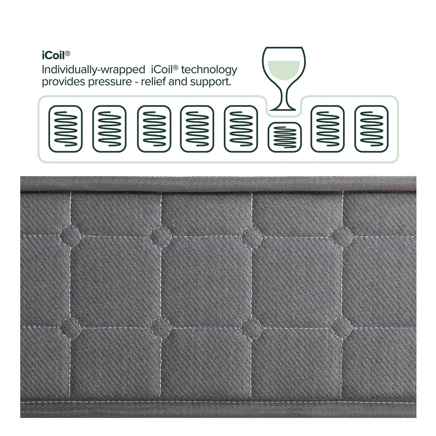 Zinus Cool Touch Comfort 8" Hybrid Mattress - Gel Memory Foam and Pocket Spring, Queen