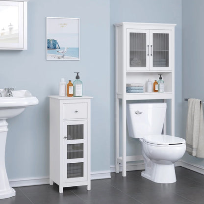 Spirich Bathroom Cabinets over the Toilet Shelf, Freestanding Space Saver Organizer with Tempered Glass for Bathroom White