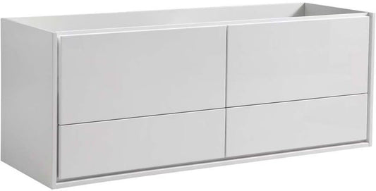 Fresca Catania 60" Wall Hung Single Sink Wood Bathroom Cabinet in Glossy White