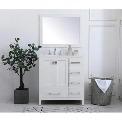 Elegant Decor Irene 32" Solid Wood and Stone Single Bathroom Vanity in White