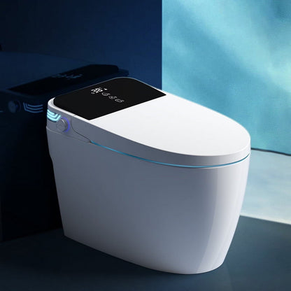 LALAHOO Smart Toilet with Bidet Built in, Auto Open & Close, Elongated Heated seat, Foot Sensor Flush, LED Display, Warm Water Wash, Dryer, Night Light, Black