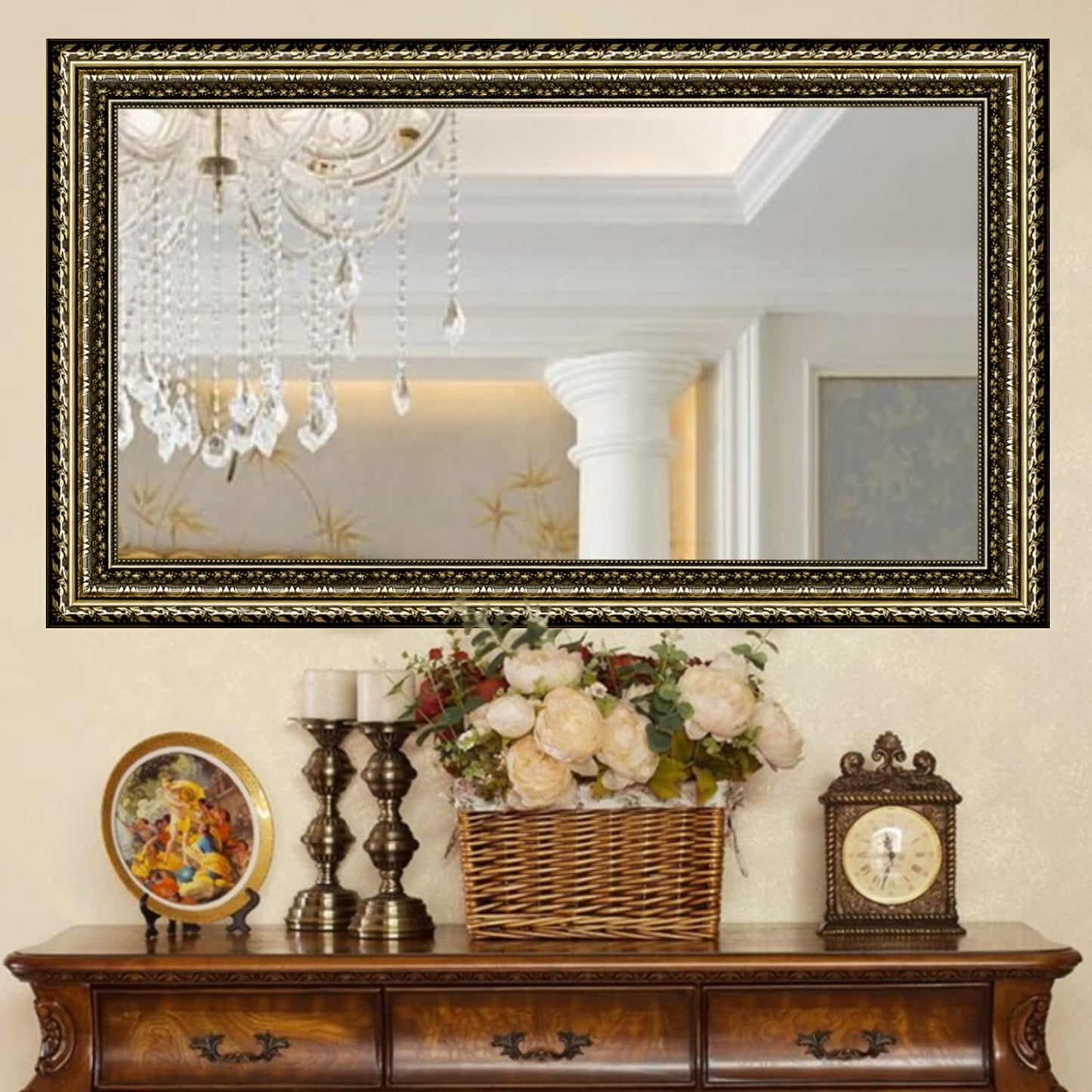 H-A Framed Rectangle Bathroom Mirrors for Wall,Wall Mounted Mirror Vertical or Horizontal Hanging for Living Room,Bedroom (32''x24''Sliver)
