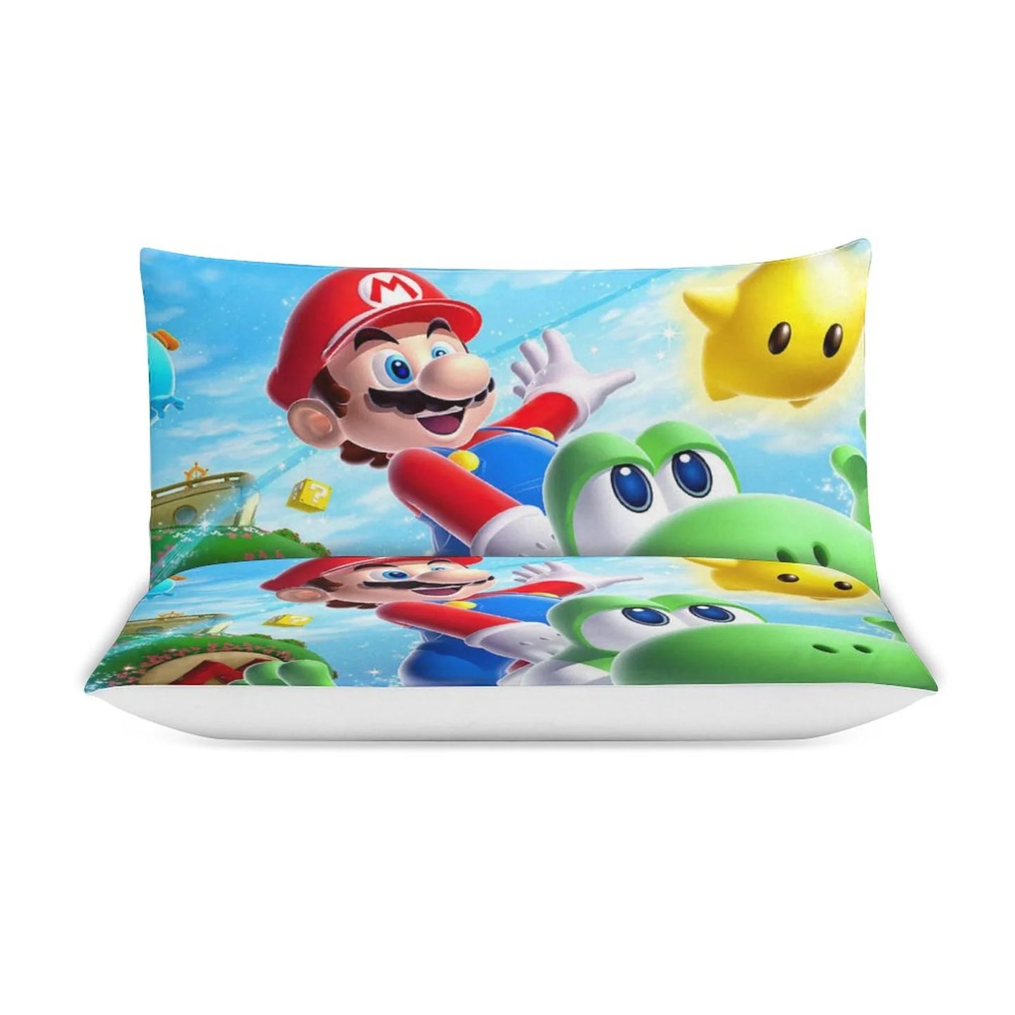 Super Mario Galaxy 3 Piece Bedding Sets Decor Comforter Sets With One Duvet Cover Two Pillow Shams