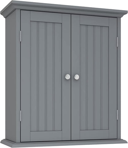 Bathroom Wall Cabinet, Over The Toilet Space Saver Storage Cabinet, Medicine Cabinet with 2 Door and Adjustable Shelves, Cupboard