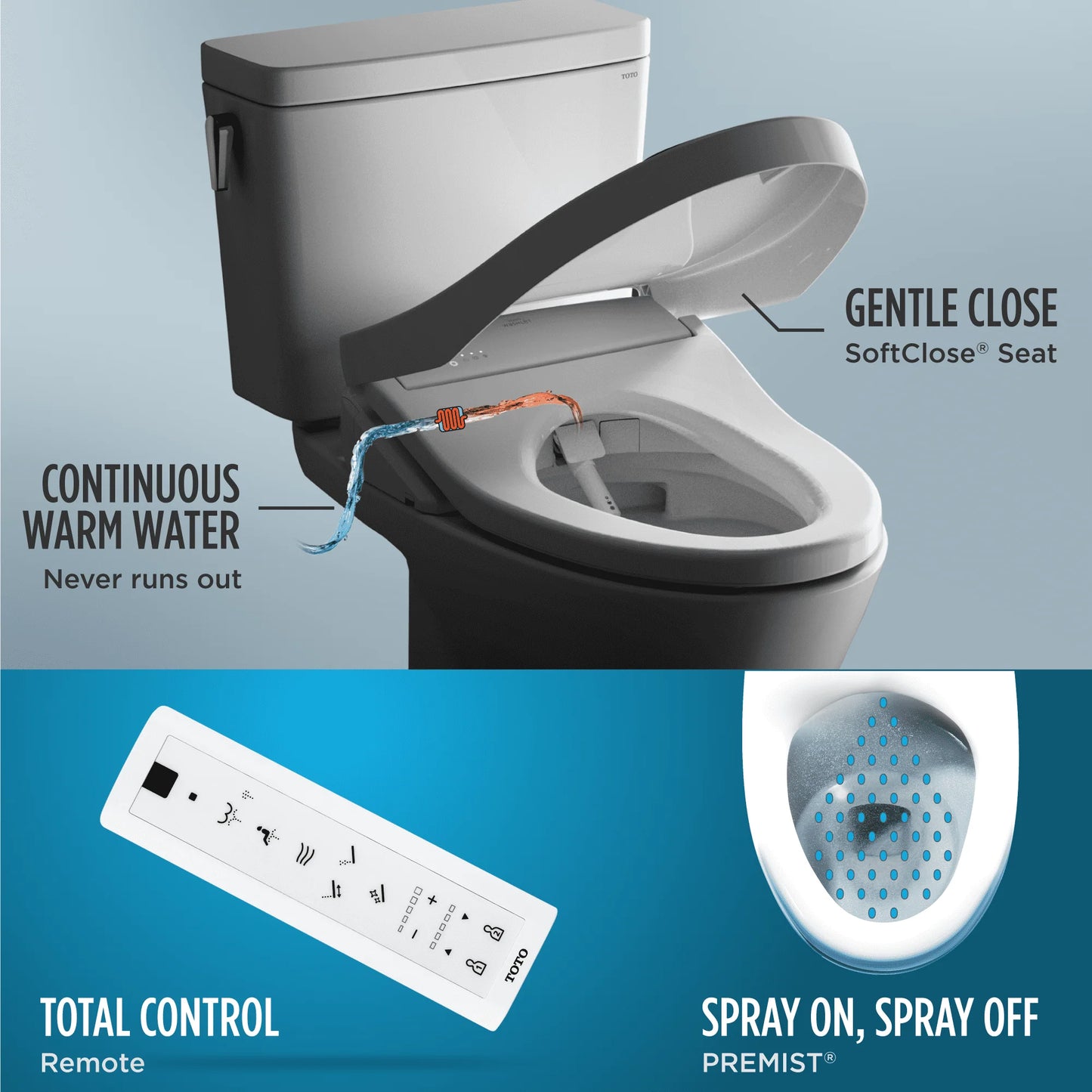 TOTO WASHLET K300 Electronic Bidet Toilet Seat with Instantaneous Water Heating, PREMIST and EWATER+ Wand Cleaning, Elongated, Cotton White - SW3036R#01