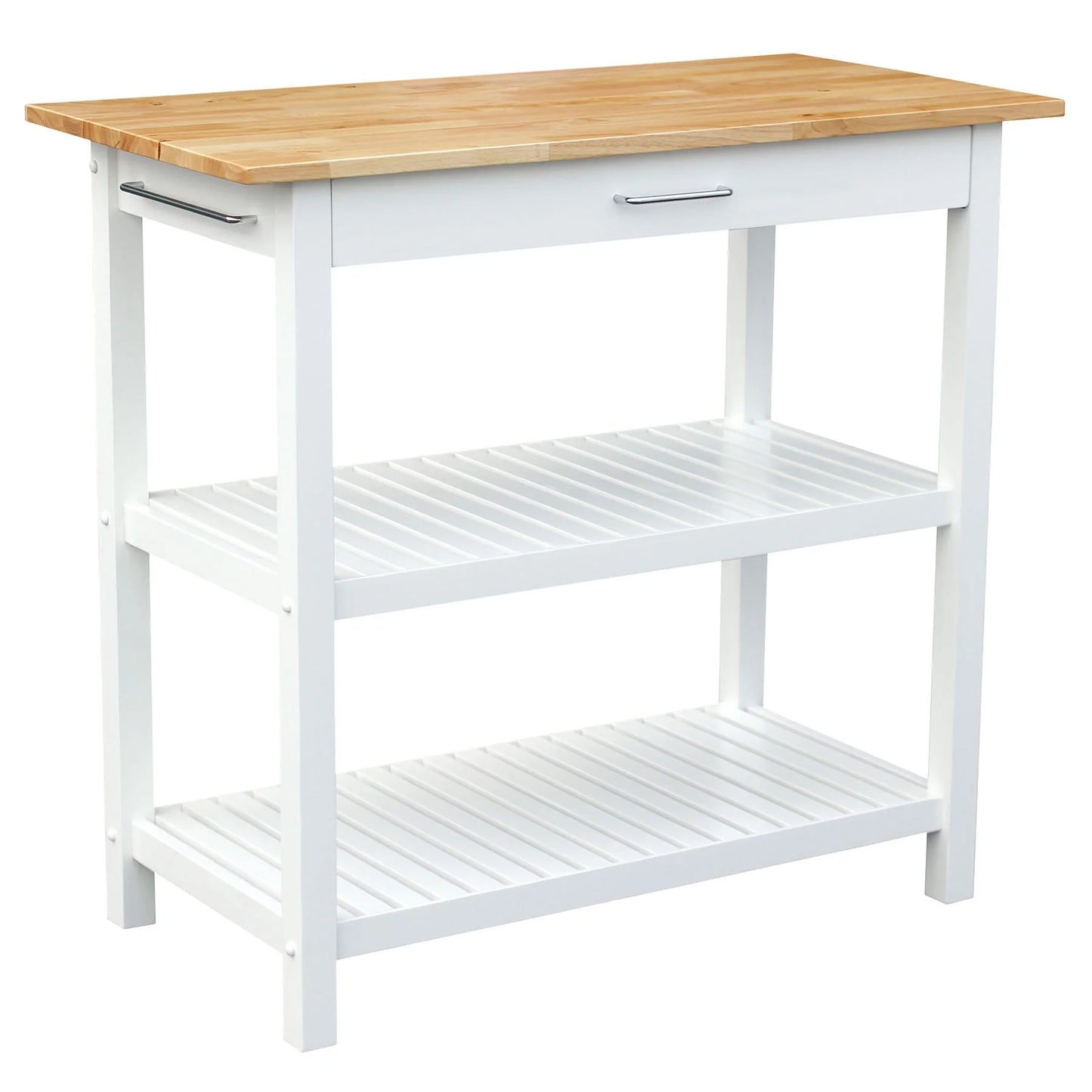 Casual Home Towel Rack Kitchen Islands with Storage, Hardwood White, 20 in
