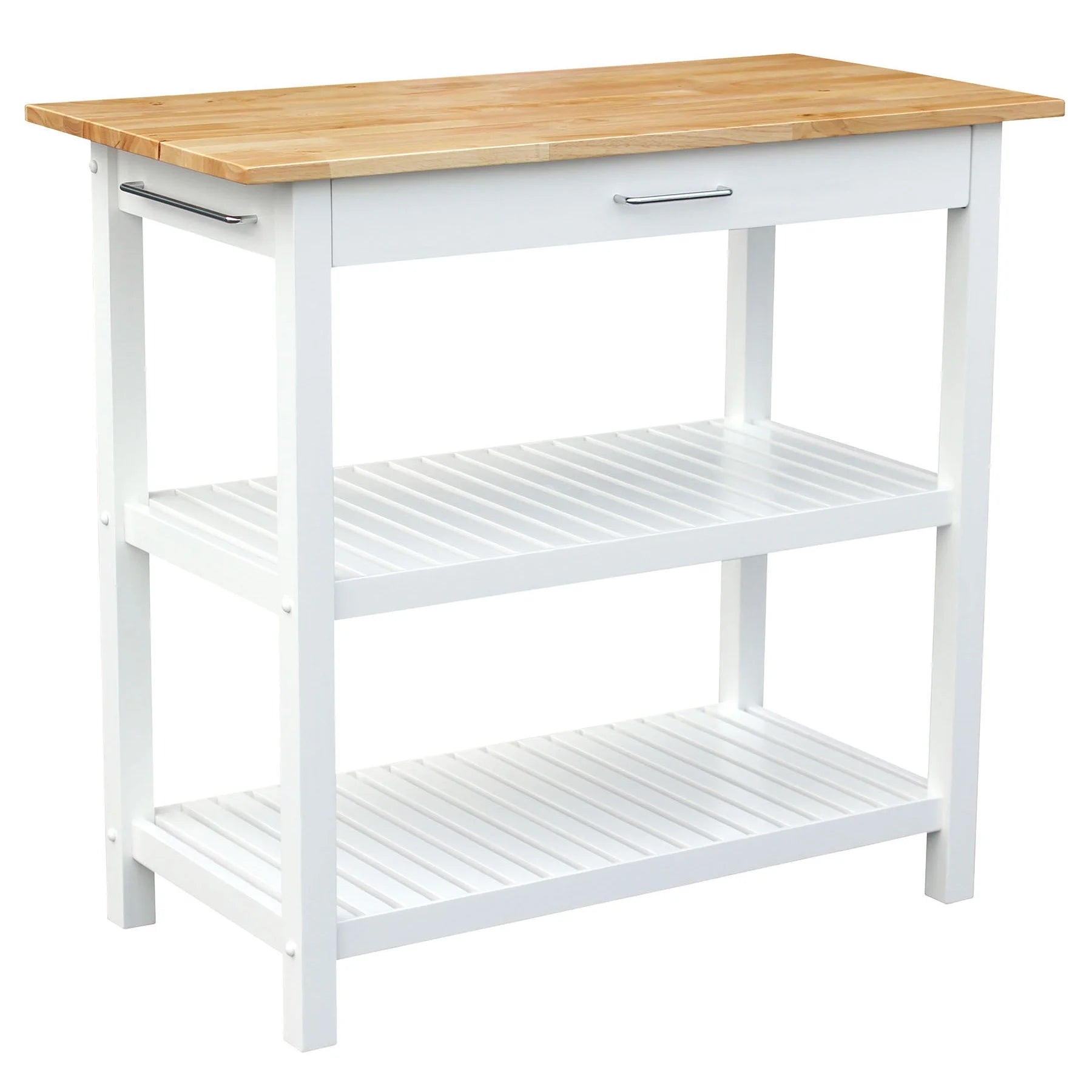 Casual Home Towel Rack Kitchen Islands with Storage, Hardwood White, 20 in