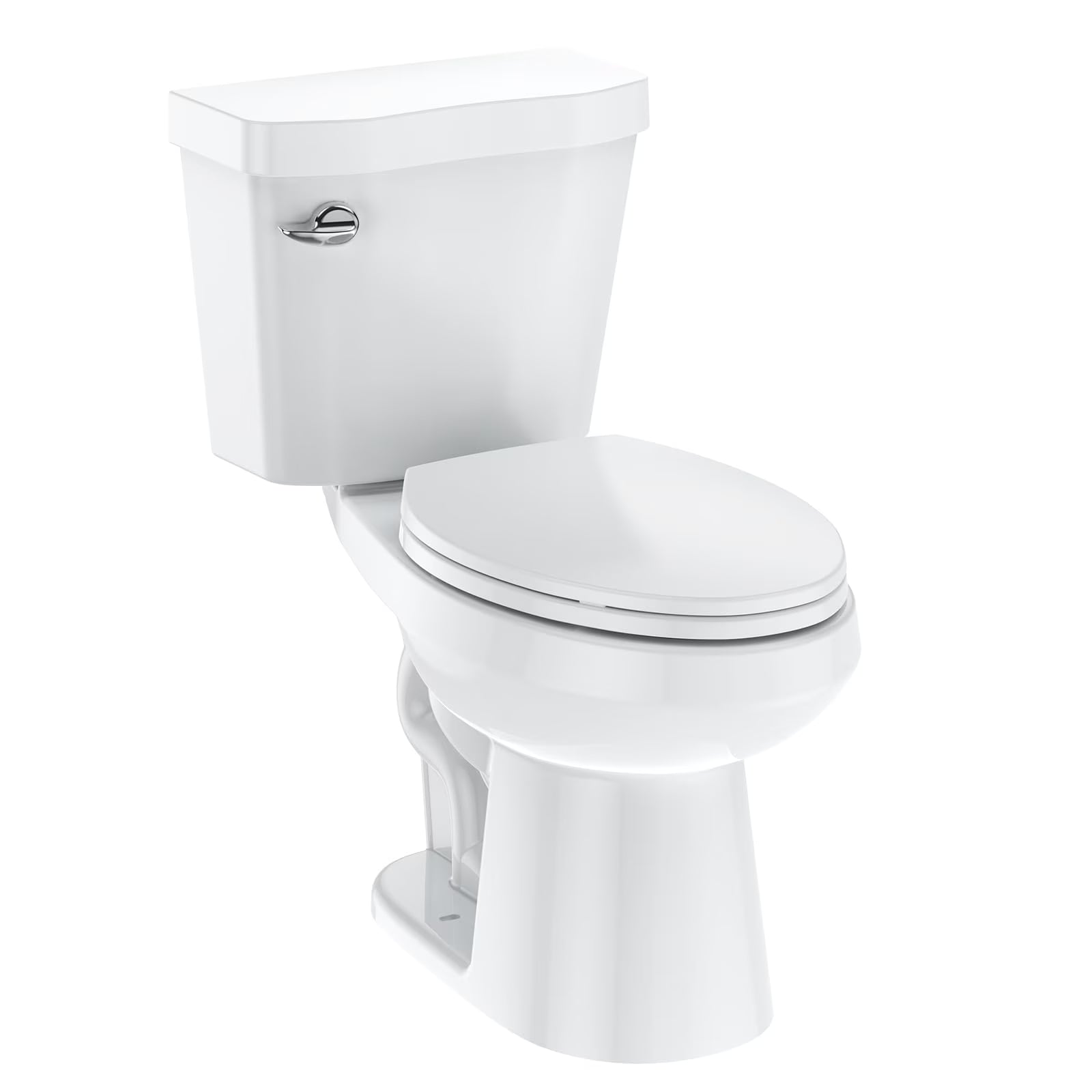 Elongated Toilets, 1.28 GPF Universal Height Siphonic Flush Toilet, Universal Height ADA Cotton, Water Efficient Bathroom Toilet(Toilet Seat Included) - Ceramic White