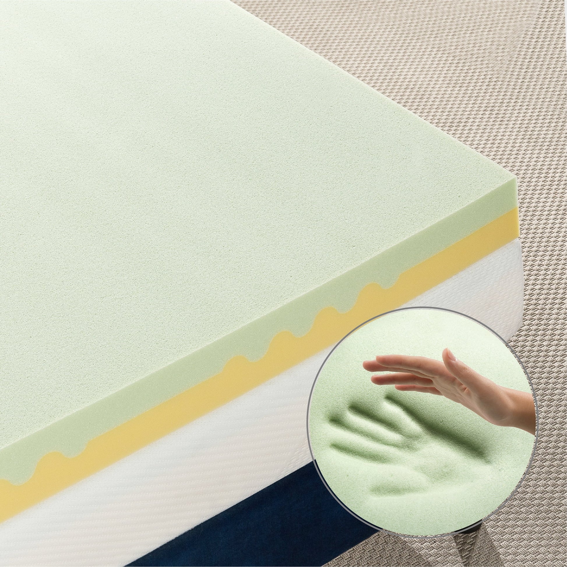 Spa Sensations by Zinus 4" Green Tea TorsoTec Memory Foam Mattress Topper, Twin