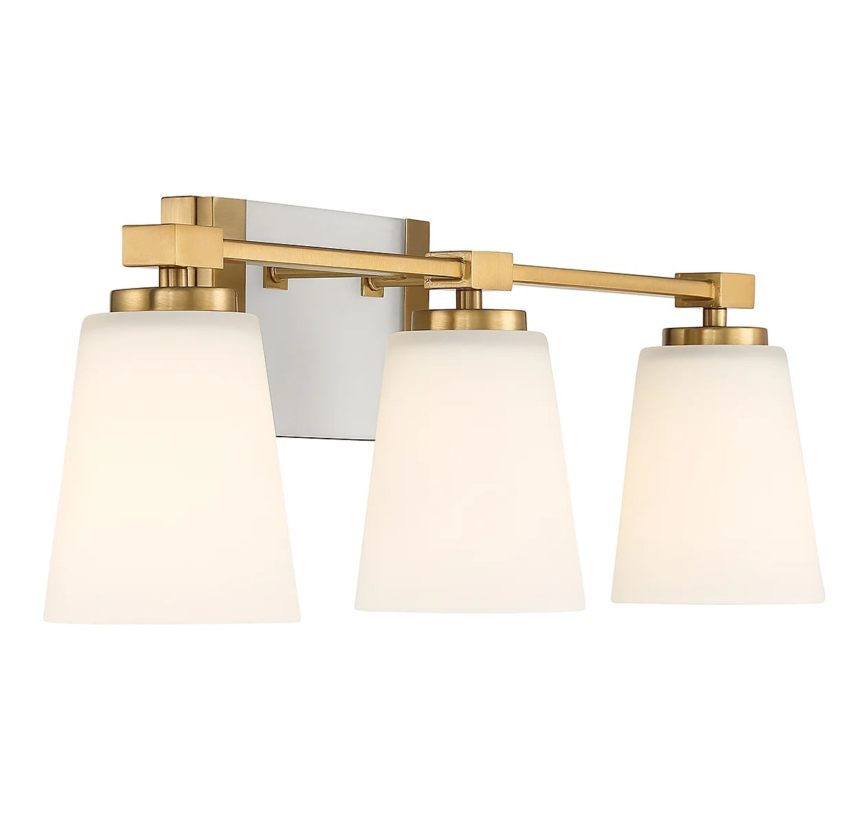 Warm Brass Three Light Bathroom Vanity from the Darby Collection