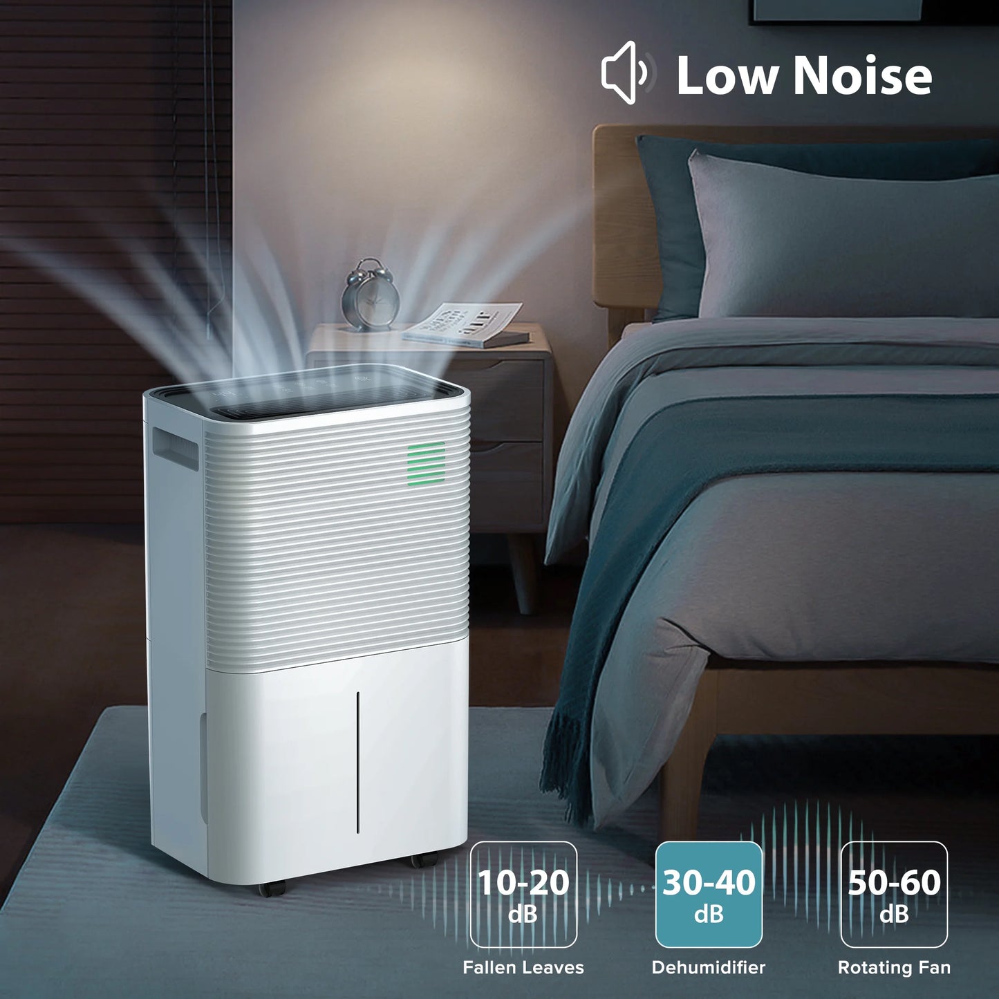 KISSAIR 22-Pint Dehumidifier, 3000 Sq. Ft Coverage Area Home Dehumidifier with Timer Continuous & Dry Mode, 4.8L Water Tank, Dehumidifier for Basement/Bathroom