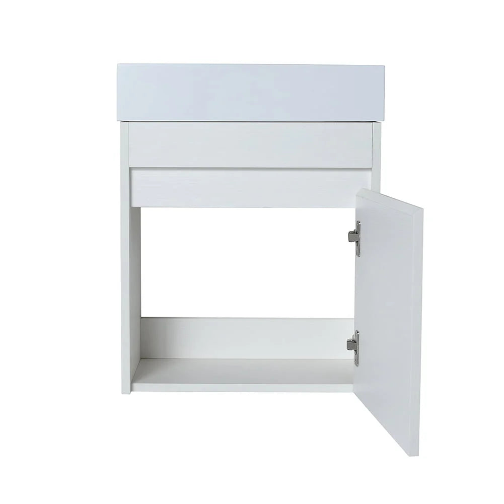 Kepooman Wall Mounted Bathroom Vanity Set with Top, Floating Bathroom Vanity, 18x10 in, White Straight Grain