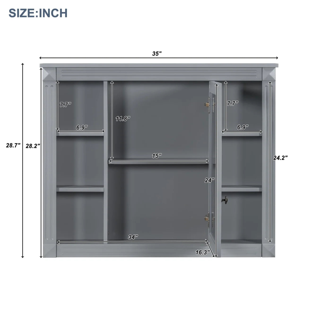 Modern Bathroom Cabinet Set with Top Sink, Bathroom Vanity with Wall Mounted Bathroom Storage Cabinet, 2 Soft Closing Doors, 2 Drawers, Water-Resistant Paint, Grey