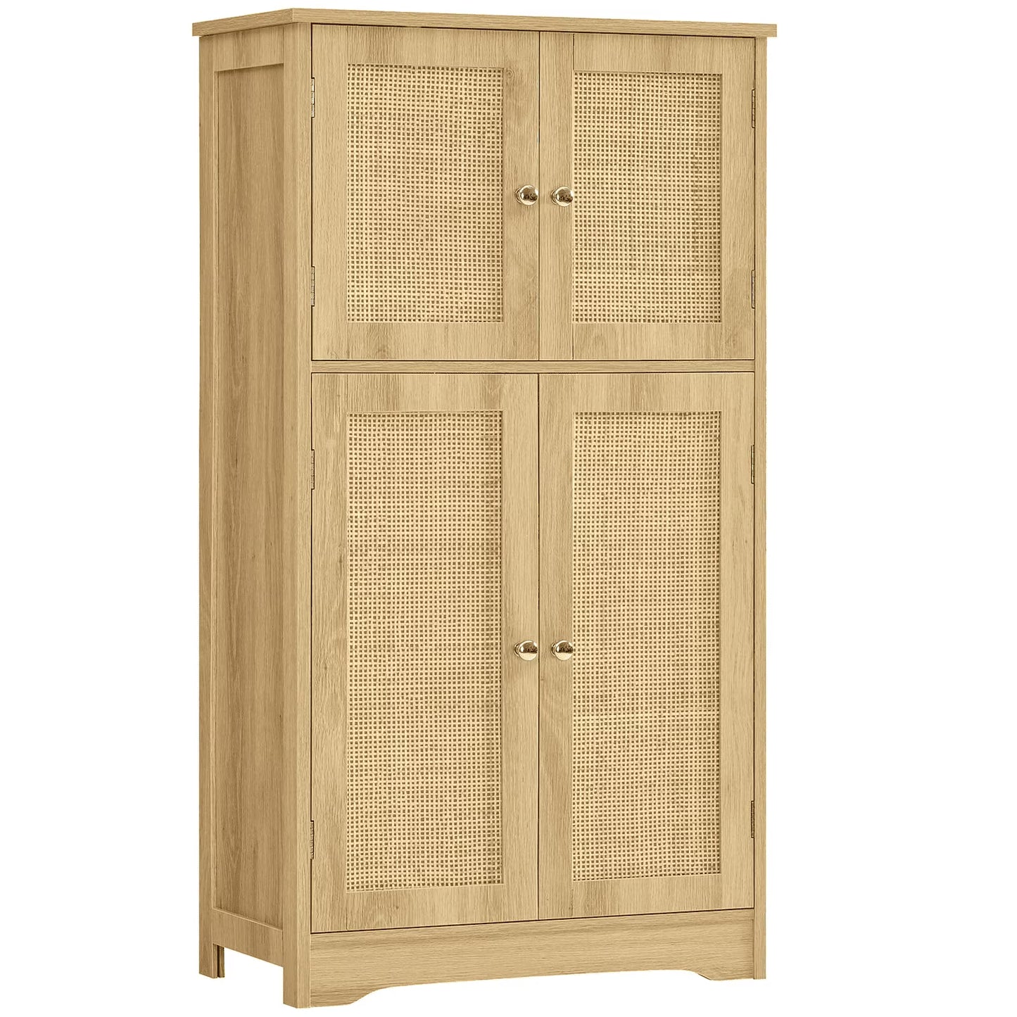 Bathroom Floor Storage Cabinet, Freestanding Bathroom Storage Unit with 2 Adjustable Shelves & 4 Doors, 11.8 x 23.6 x 42.7 Inches, White