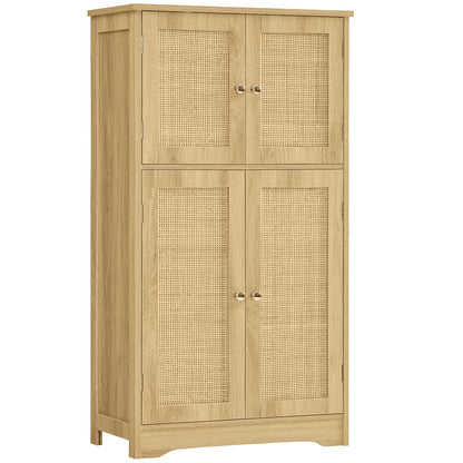 Bathroom Floor Storage Cabinet, Freestanding Bathroom Storage Unit with 2 Adjustable Shelves & 4 Doors, 11.8 x 23.6 x 42.7 Inches, White
