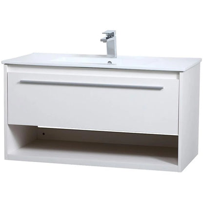 Elegant Kitchen and Bath 36 Inch Single Bathroom Floating Vanity In White