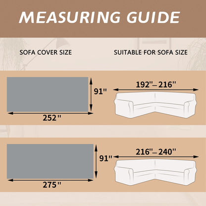 HDCAXKJ Washable L Shape Sofa Covers Reversible Sectional Couch Covers Corner Sofa Slipcovers Blankets Sofa Cover for Living Room Home Decor,91"x252",Gray