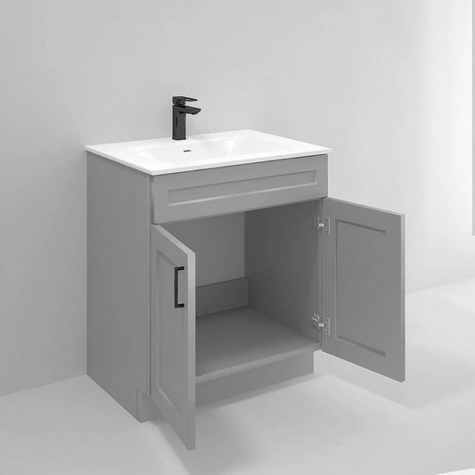 Light Grey Shaker Sink Base Bathroom Vanity Ready-to-Assemble Cabinet 30" Width