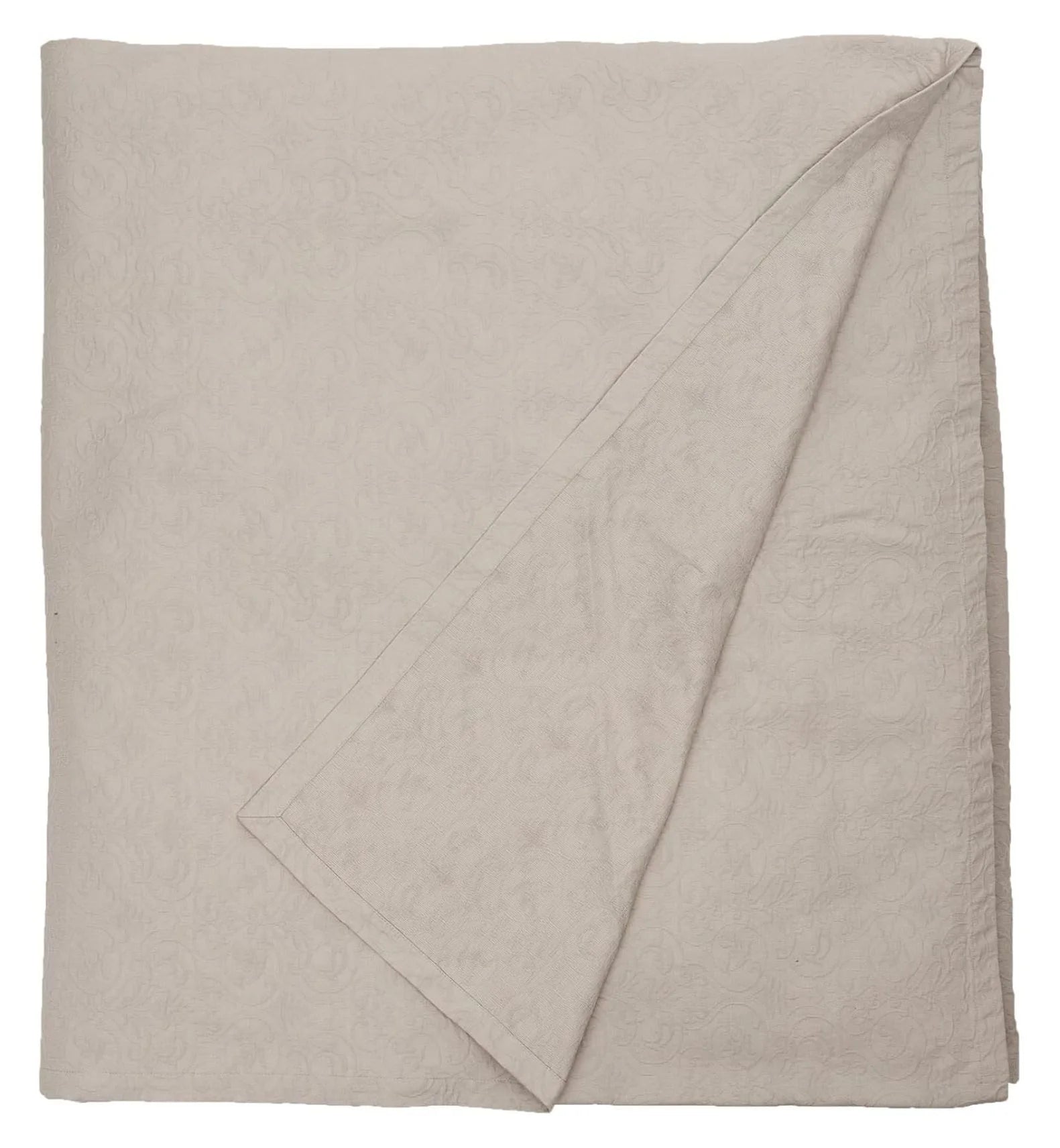 Matelasse Blanket Coverlet, Victorian Pattern, King, Light Grey