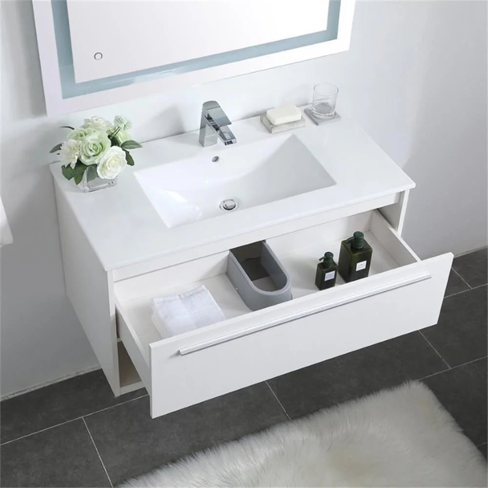Elegant Kitchen and Bath 36 Inch Single Bathroom Floating Vanity In White