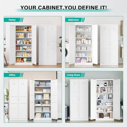 Metal Wardrobe Cabinet with Hanging Rod,Black Armoire Wardrobe Closet,Metal Clothing Storage Cabinet with Adjustable Shelves and Doors,72" Cloth Storage Cabinets for Home,Living/Laundry Room