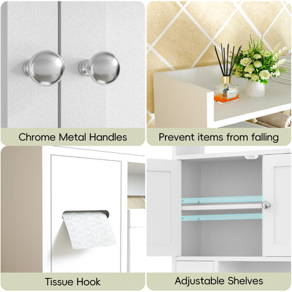 Tolead Over The Toilet Storage Cabinet with Paper Towel Holder, White