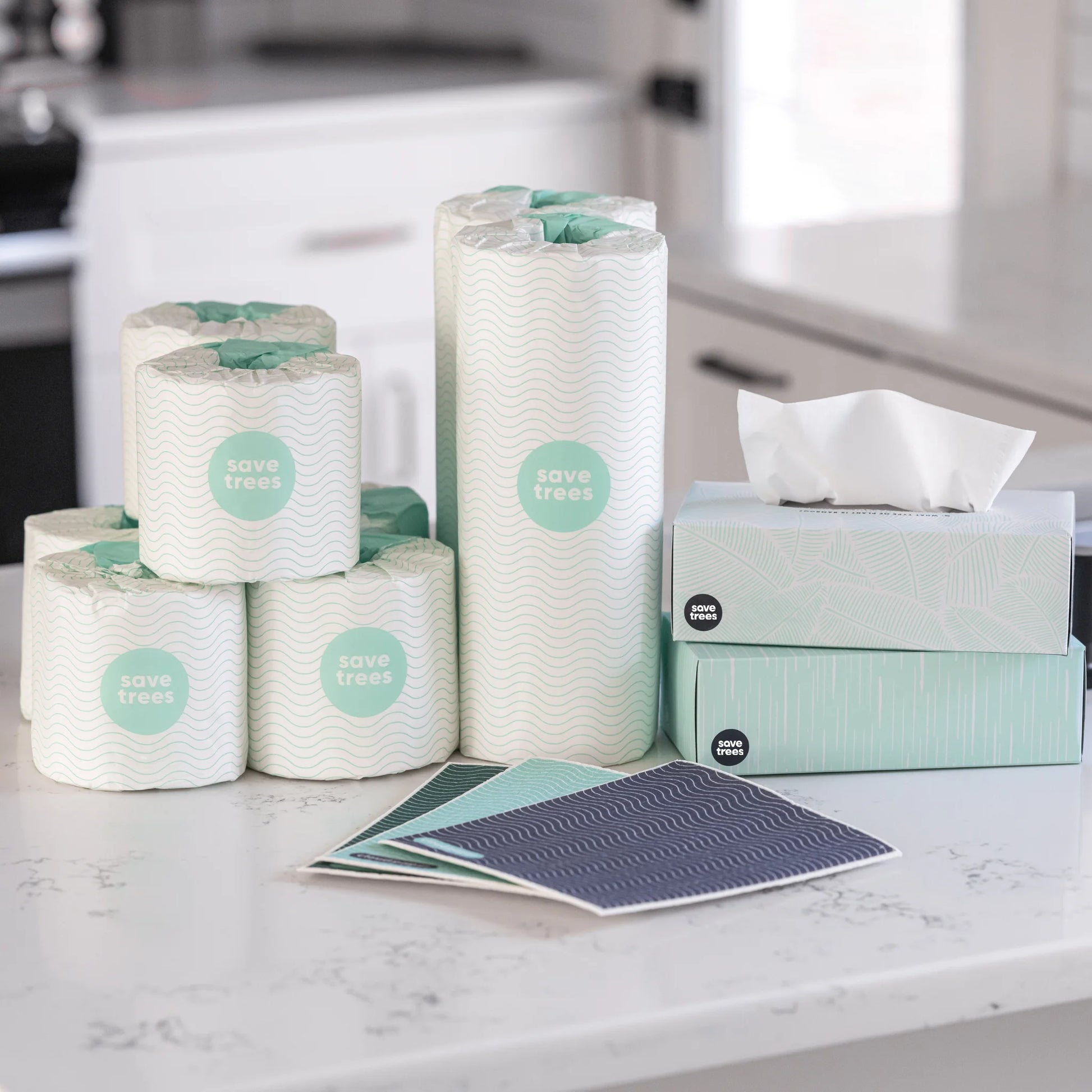 Save Trees Everything Box - 24 Bamboo Toilet Paper Rolls, 12 Paper Towels, 4 Facial Tissues, 2 Swish Cloths
