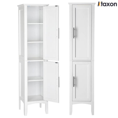 Ktaxon Bathroom Storage Cabinet Narrow Tall, Freestanding Cabinet Storage Tower with 2 Door, White