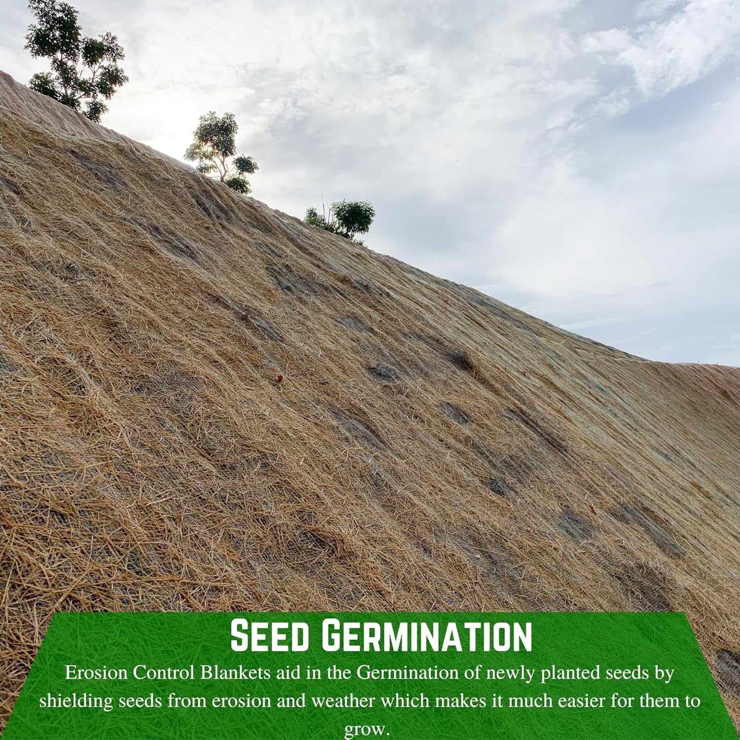 Erosion Control Blanket - Straw/Coconut Erosion Control Blanket, Coconut Garden and Landscape Cover, Erosion Control Blanket, Straw Blanket, Erosion Control, Mulch, Slope Stabilizer