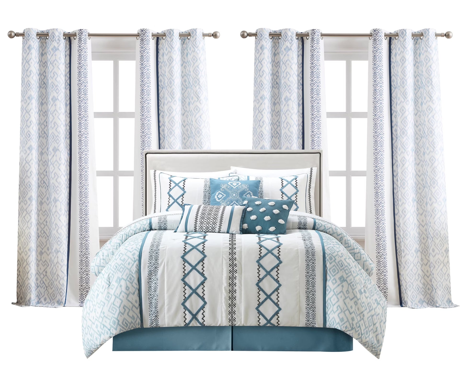 Lanco Luxury 7 Piece Cozy Boho Comforter Set Queen Beige Embroidered Girls Bedding, Premium Microfiber, All Season Home Décor