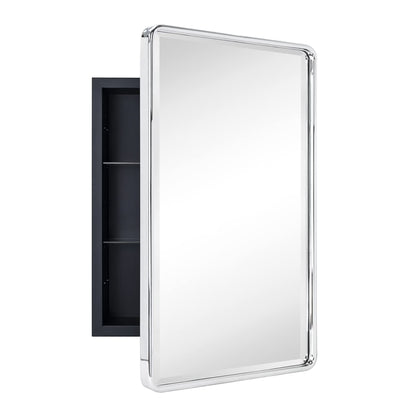 TEHOME Eldee Rectangle Metal Framed Bathroom Medicine Cabinet 16x24 - Black
