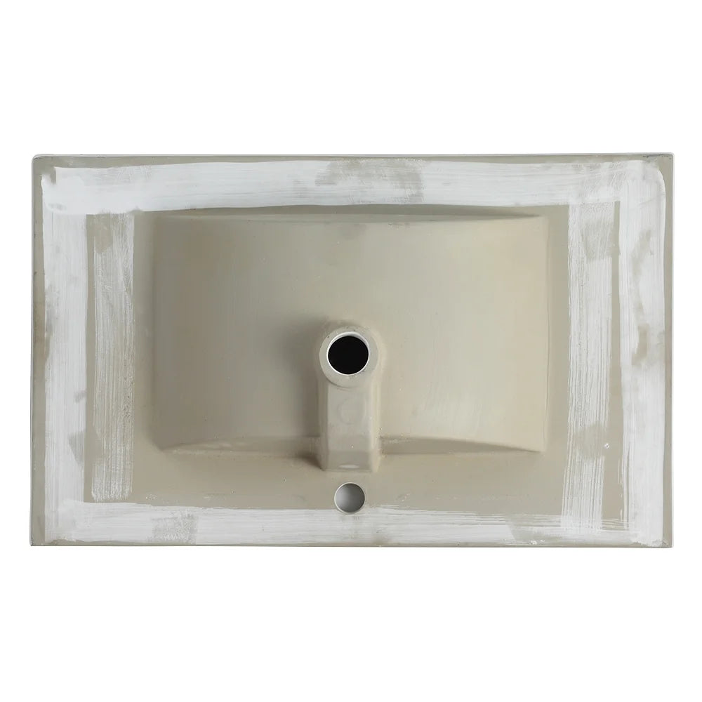 Miniyam 24" Ceramic Sink with Overflow, Drop in Bathroom Vessel Sink, White