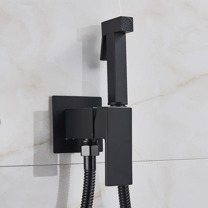 Bidet Faucet Brass Shower Tap, Washer Mixer Cold Hot Water Mixer Crane Square Shower Sprayer Head Tap Toilet Faucets ,360 Rotation
