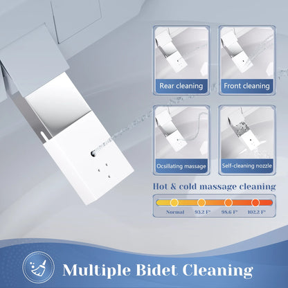 Elongated Bidet Toilet 1.28 GPF in White with Remote, Blackout Flush, Auto Flush, Heated Seat and Warm Air Dryer