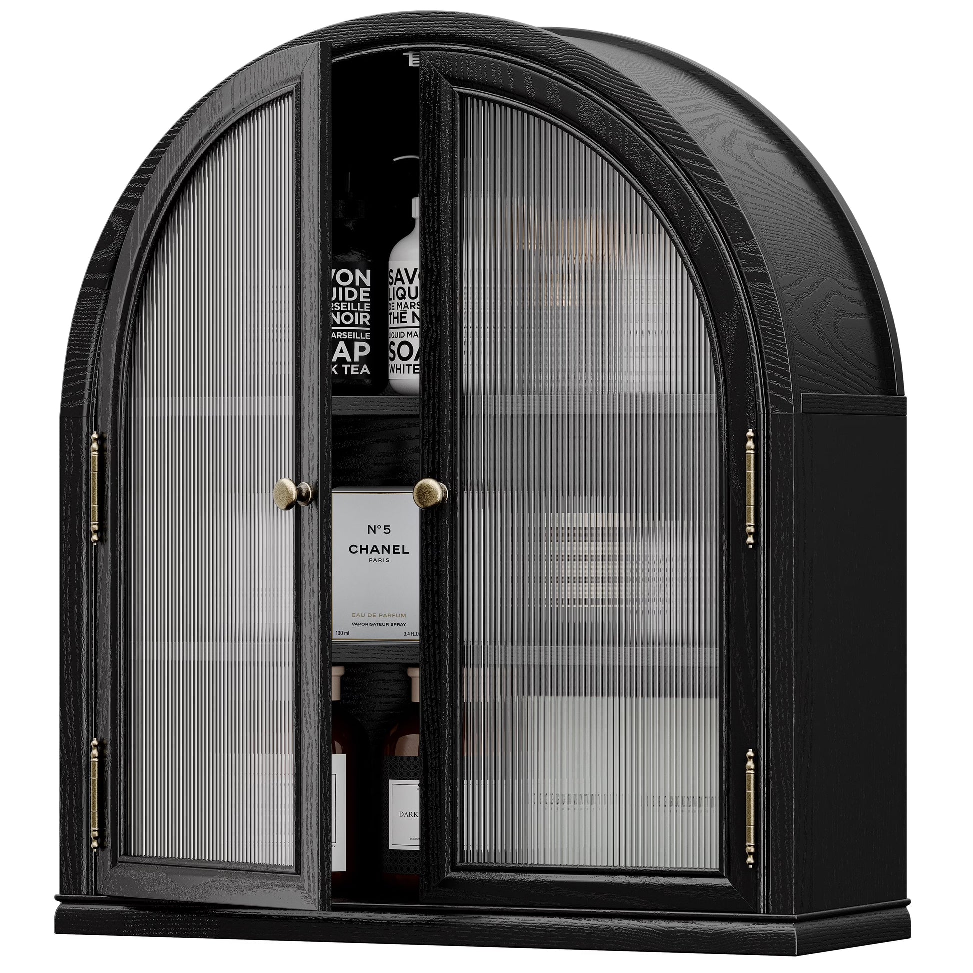 ANHDAH Arched Wall Cabinet Over Toilet, 2-Door Modern Medicine Storage with 2 Shelves. Space-Saving Mounted Organizer for Bathroom Towels & Cosmetics.