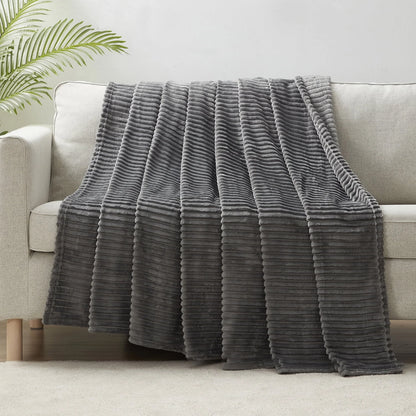 Nestl Cut Plush Fleece Bed Blanket - Super Soft Lightweight Fuzzy Luxury Throw Blanket for Sofa Couch Bed, Queen (90" x 90") Gray
