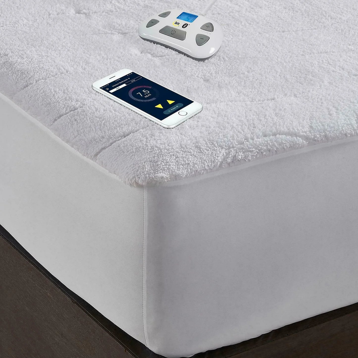 Serta Queen-Mattress Pad Perfect Sleeper Bluetooth Enable Warming Mattress Pad, Queen