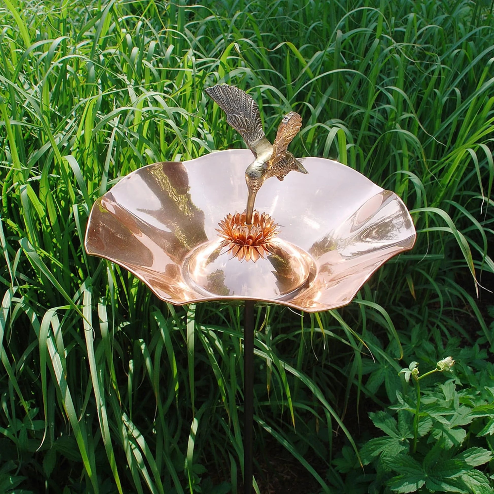 Achla Hummingbird Bird Bath and Stake, Copper