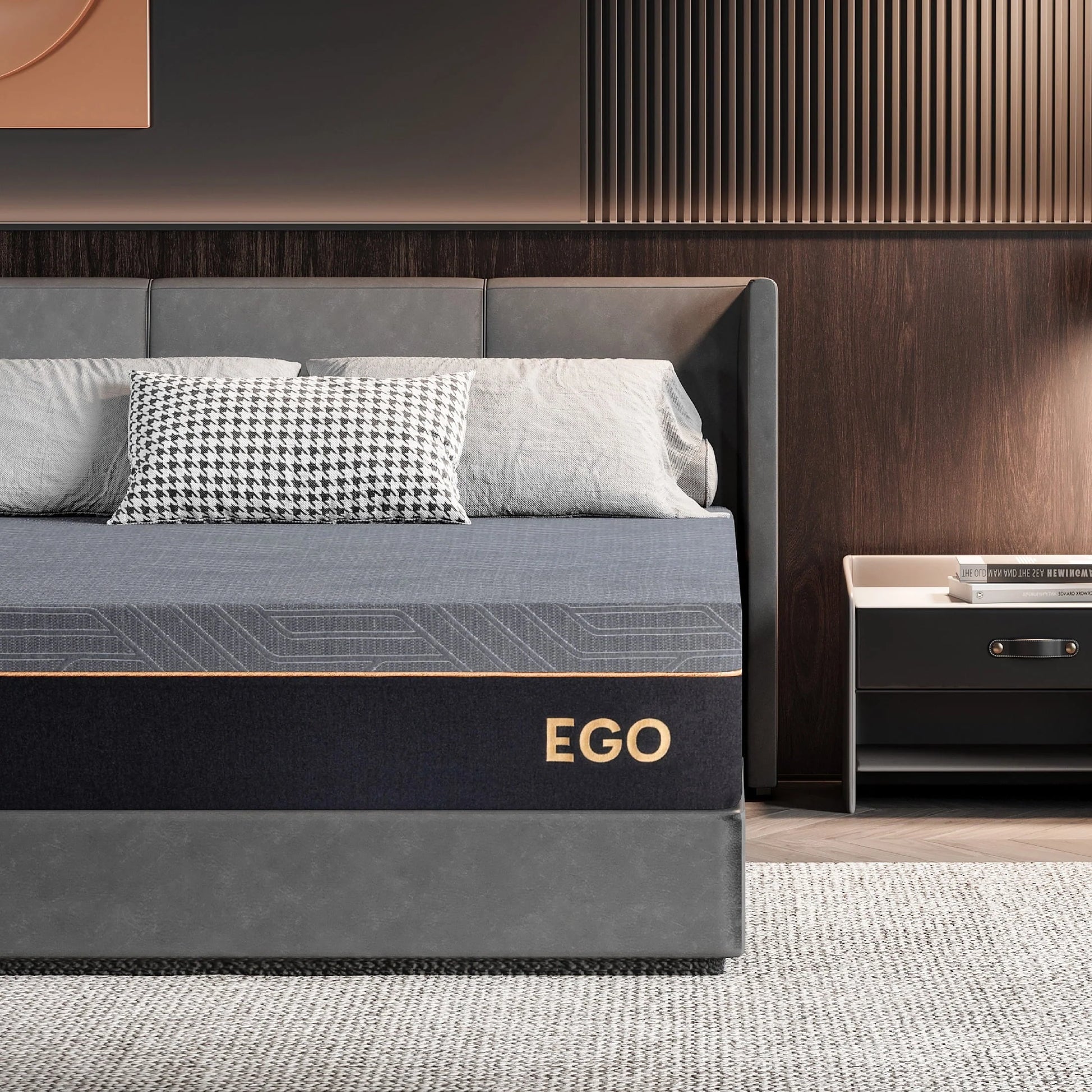 MLILY Ego Black 12 inch Gel Memory Foam Mattress, Full Mattress in a Box, Medium
