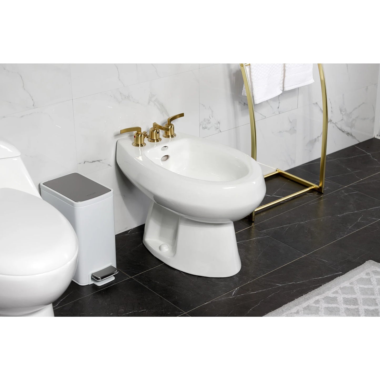 Kingston Brass KB6327EFL Centurion Three-Handle Bidet Faucet with Brass Pop-Up, Brushed Brass
