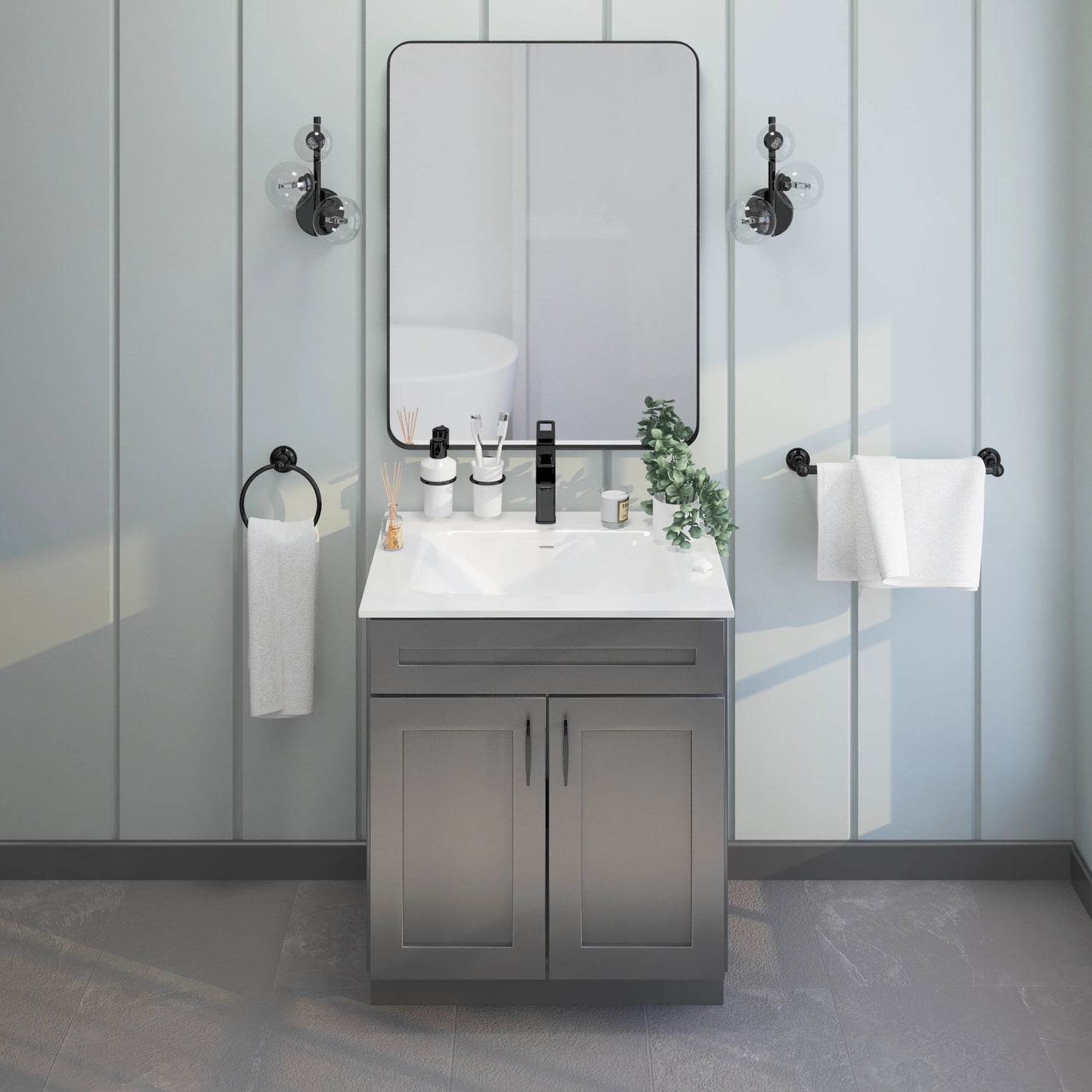 Sink Base Bathroom Vanity Ready-to-Assemble Bathroom Cabinet 36" Width in Grey Shaker