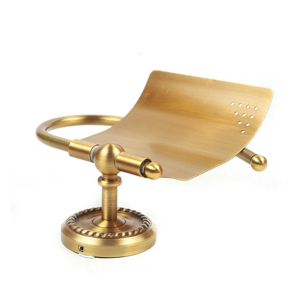 Fichiouy 7Pcs Bathroom Towel Holder Set Vintage Gold Wall Mount Towel Bar Rack Holder