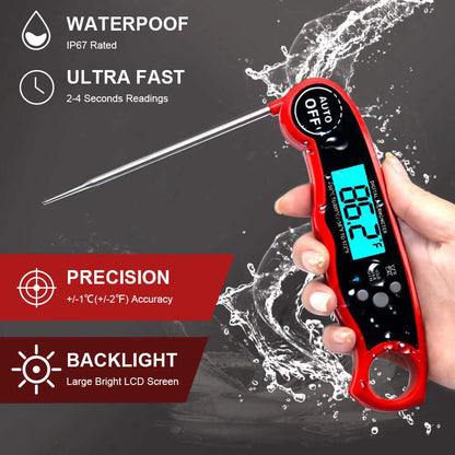 SUGIFT Waterproof Digital Instant Read Meat Thermometer with 4.7°?Folding Probe Calibration Function for Cooking Food Candy, BBQ Grill, Smokers