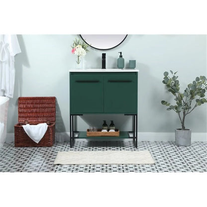 Elegant Kitchen and Bath 30 Inch Single Bathroom Vanity In Green