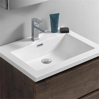 Fresca Lazzaro 24" Rosewood Free Standing Modern Bathroom Cabinet w/Integrated Sink