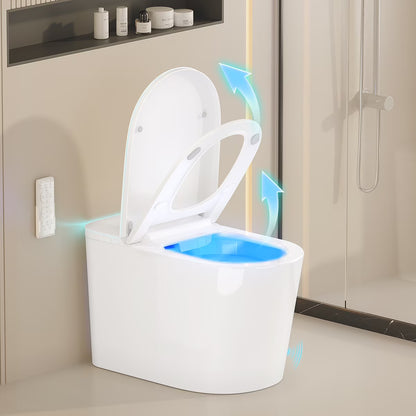 Smart Toilet with Bidet Built in, Bidet Toilet with Heated Seat and Night Light, Modern Tankless Toilet with UV for Bathroom, One Piece Toilets with Soft Close, Dryer, Foot Sensor, Auto Lid& Seat