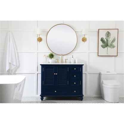 Elegant Decor Rhodes 42" Coastal Solid Wood Single Bathroom Vanity in Blue
