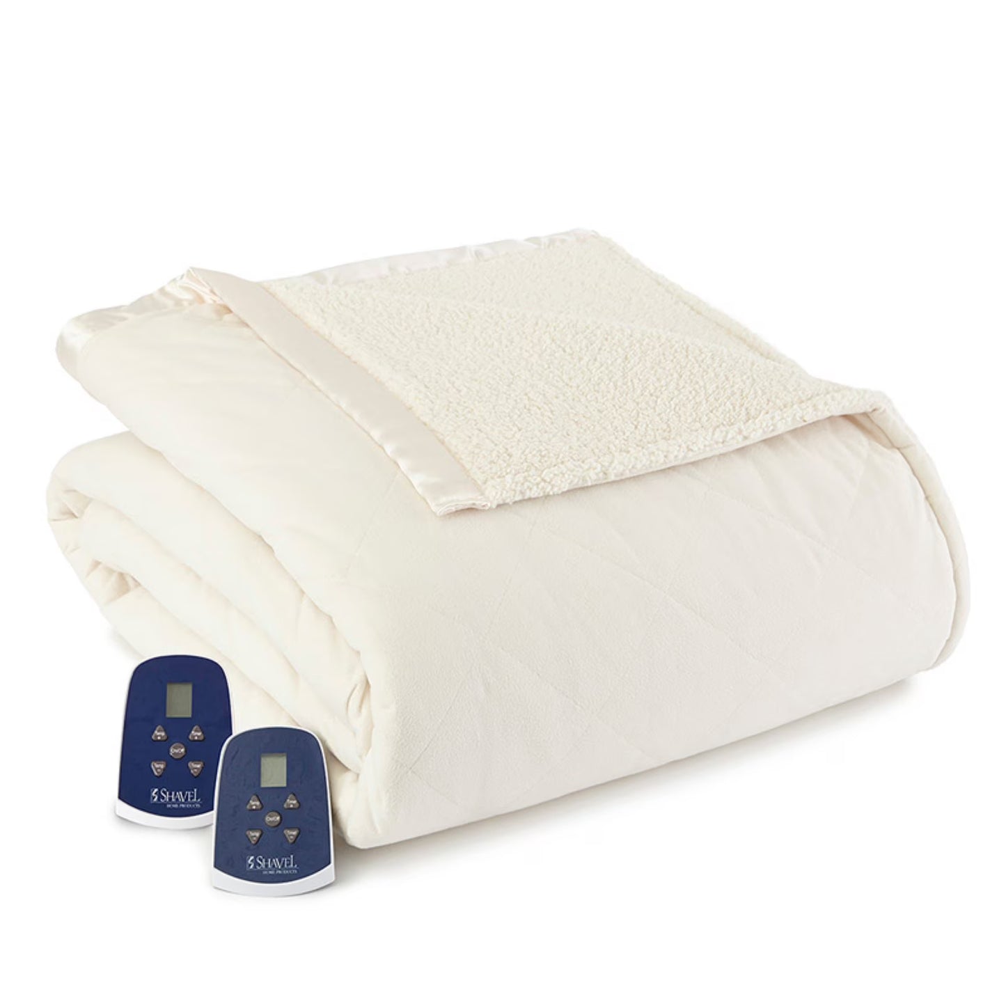 Shavel Home Products Micro Flannel® Reverse to Sherpa Electric Blanket, Full, Chino