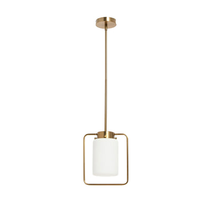 Creative Co-Op Robert Stevenson Lighting Ezra - Metal and Frosted Glass Convertible Flush Mount/Pendant Ceiling Light, Brushed Brass